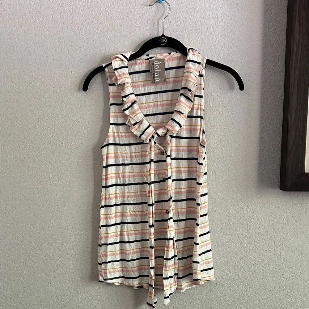 Dolan Women's Ruffled Striped Tank Top - Cream and Black non tags new size XS